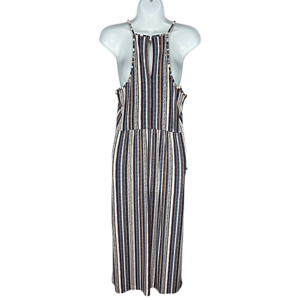 BCBGeneration Savannah Stripe Faux Wrap Dress Multi Color Hi/Lo Midi Size Medium - Picture 2 of 7